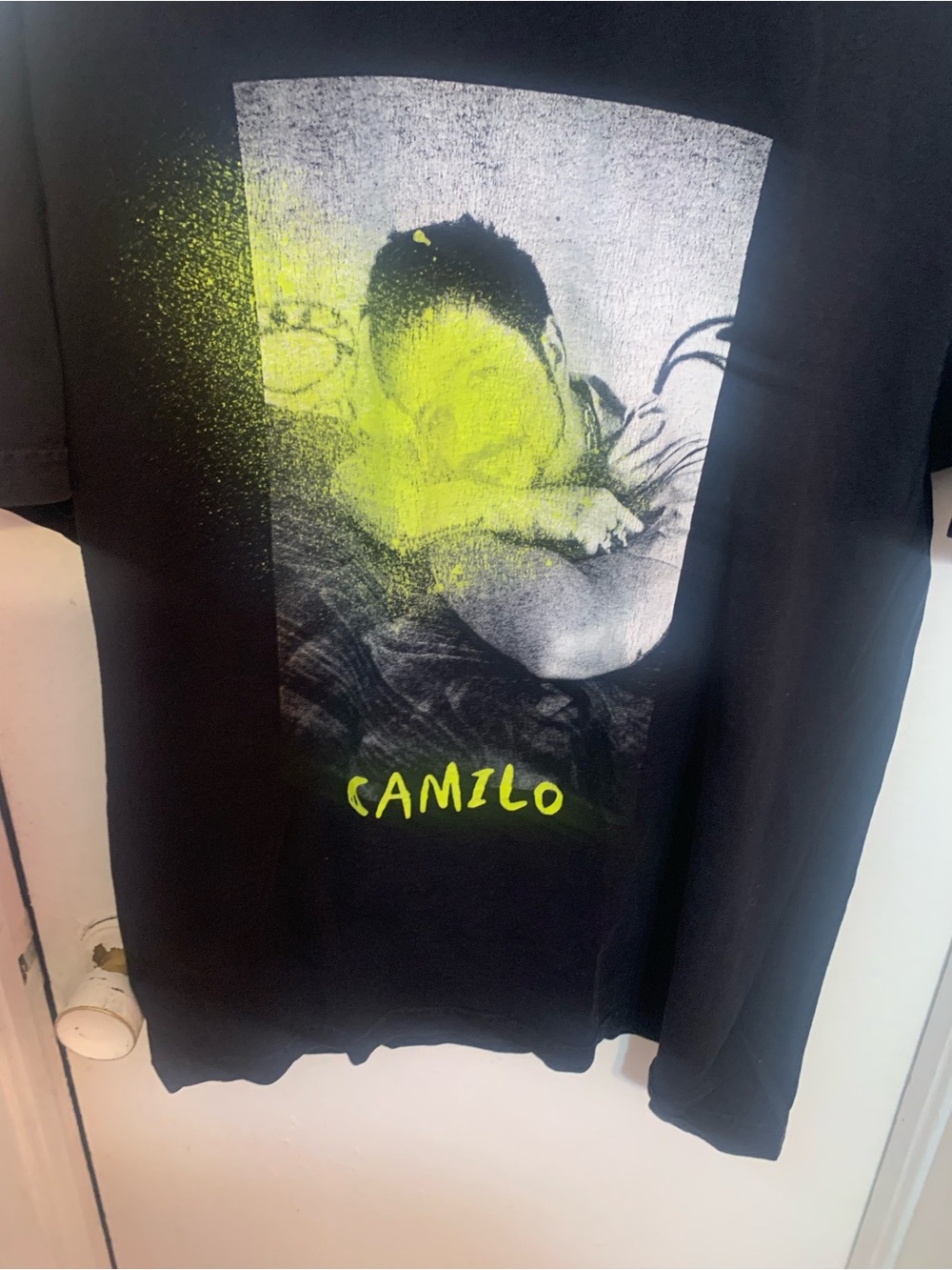 Graphic Black Tee with Neon Yellow Print